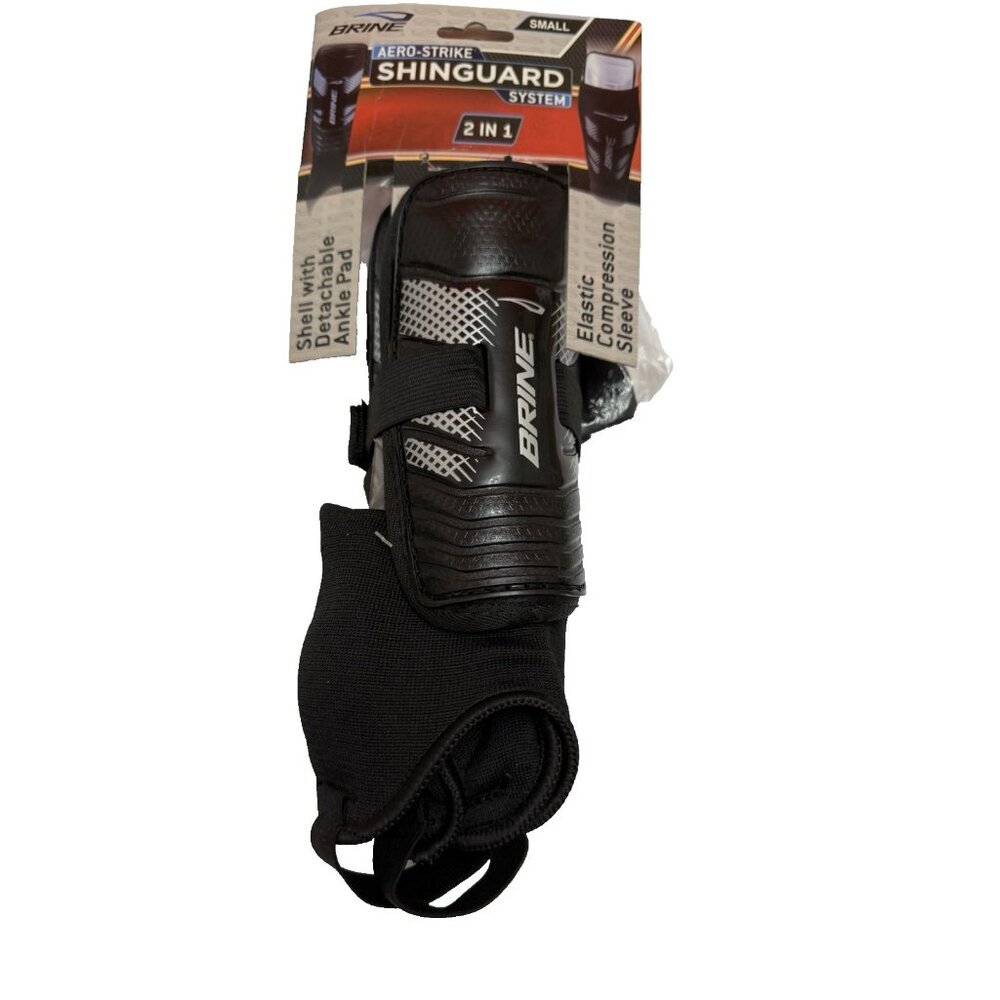 Brine Aero-Strike Soccer Shinguards Youth Small 2-in-1 Ankle Pad Compression New